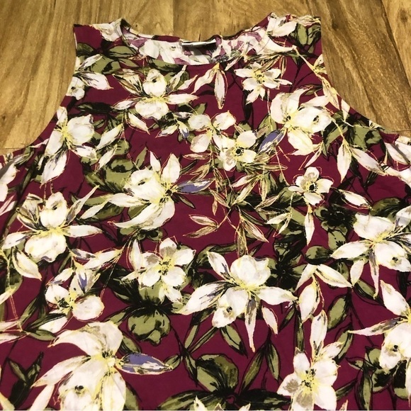 J Jill Floral Cotton Spandex Sleeveless Tank Ruched Side Tie Wrap Size Large - Picture 3 of 9